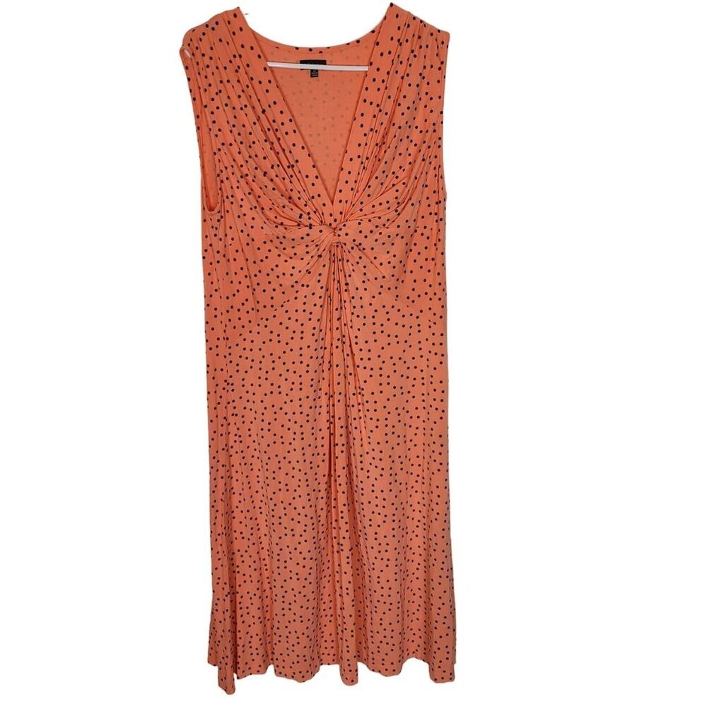 J. Peterman Womens Polka Dot Midi Dress Size 12 Georgina Sunset Stretch Wedding